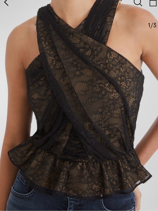 Veronica Beard Tops - Veronica Beard NWT 14 Kailani Black Lace Cross-Halter Peplum Top